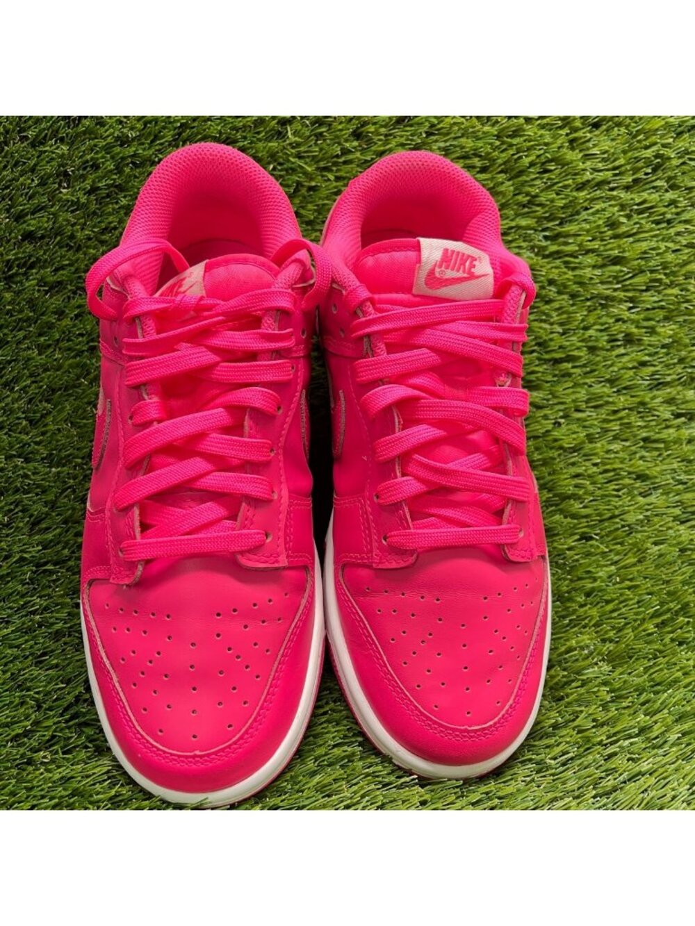 Nike Dunk Low Womens Size 8.5 Pink White Athletic Walking Leather Shoes Sneakers - Picture 5 of 10